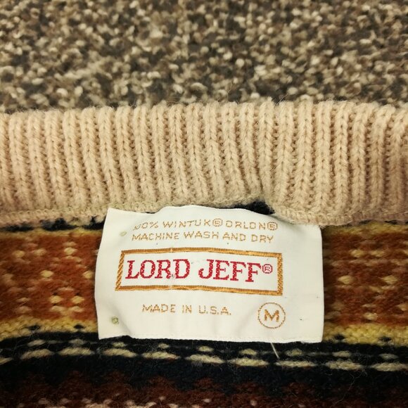 Vintage Lord Jeff Sweater Fair Isle Acrylic Crewneck Pullover Mens Medium - Picture 3 of 8